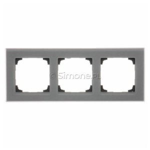 TRN3/176 Ramka potrójna Szkło Mrożone Szare Simon 55 - Widok z przodu