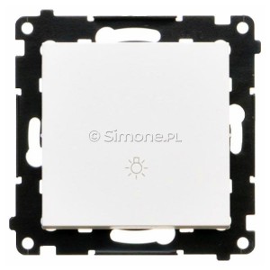 TS1.01/111 Przycisk zwierny z symbolem światła 10A Biały Mat Simon 55 - Widok z przodu