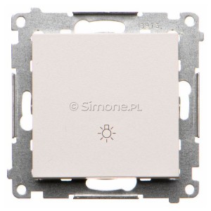 TS1.01/114 Przycisk zwierny z symbolem światła 10A Jasnoszary Mat Simon 55 - Widok z przodu