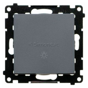 TS1.01/116 Przycisk zwierny z symbolem światła 10A Grafitowy Mat Simon 55 - Widok z przodu