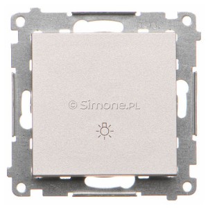 TS1.01/143 Przycisk zwierny z symbolem światła 10A Aluminium Mat Simon 55 - Widok z przodu
