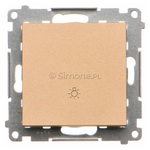 TS1.01/144 Przycisk zwierny z symbolem światła 10A Szampański Mat Simon 55 - Widok z przodu