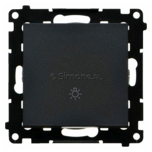 TS1.01/149 Przycisk zwierny z symbolem światła 10A Czarny Mat Simon 55 - Widok z przodu