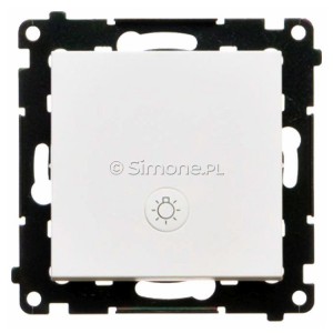 TS1L.01/111 Przycisk zwierny z symbolem światła i podświetleniem typu LED w kolorze białym 10A Biały Mat Simon 55 - Widok z przodu