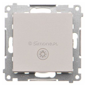 TS1L.01/114 Przycisk zwierny z symbolem światła i podświetleniem typu LED w kolorze białym 10A Jasnoszary Mat Simon 55 - Widok z przodu