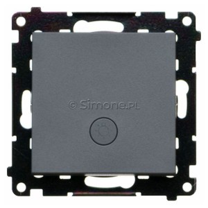 TS1L.01/116 Przycisk zwierny z symbolem światła i podświetleniem typu LED w kolorze białym 10A Grafitowy Mat Simon 55 - Widok z przodu