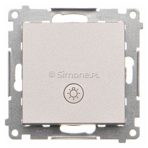 TS1L.01/143 Przycisk zwierny z symbolem światła i podświetleniem typu LED w kolorze białym 10A Aluminium Mat Simon 55 - Widok z przodu