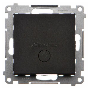 TS1L.01/149 Przycisk zwierny z symbolem światła i podświetleniem typu LED w kolorze białym 10A Czarny Mat Simon 55 - Widok z przodu