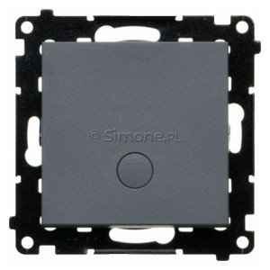 TW1L.01/116 Łącznik pojedynczy z podświetleniem typu LED w kolorze białym 10A Grafitowy Mat Simon 55 - Widok z przodu