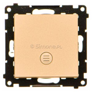 TW1L.01/144 Łącznik pojedynczy z podświetleniem typu LED w kolorze białym 10A Szampański Mat Simon 55 - Widok z przodu