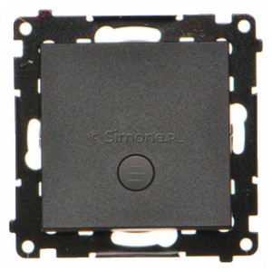 TW1L.01/149 Łącznik pojedynczy z podświetleniem typu LED w kolorze białym 10A Czarny Mat Simon 55 - Widok z przodu