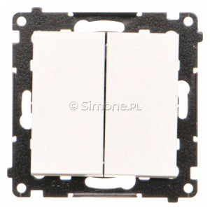 TW1P1A.01/111 Łącznik pojedynczy z przyciskiem zwiernym 16A Biały Mat Simon 55 - Widok z przodu