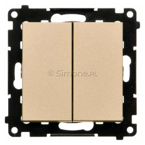 TW1P1A.01/144 Łącznik pojedynczy z przyciskiem zwiernym 16A Szampański Mat Simon 55 - Widok z przodu