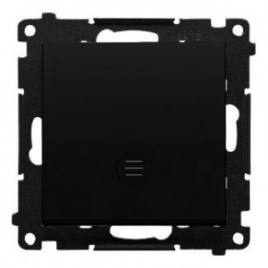 TW1ZL.01/149 Łącznik pojedynczy z sygnalizacją załączenia typu LED w kolorze białym 10A Czarny Mat Simon 55 - Widok z przodu