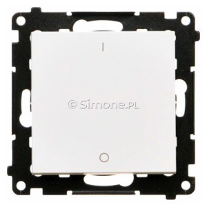 TW2.01/111 Łącznik dwubiegunowy 10A Biały Mat Simon 55 - Widok z przodu