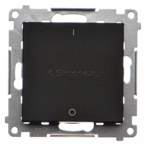 TW2.01/149 Łącznik dwubiegunowy 10A Czarny Mat Simon 55 - Widok z przodu