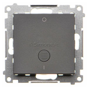 TW2L.01/116 Łącznik dwubiegunowy z podświetleniem typu LED w kolorze białym 10A Grafitowy Mat Simon 55 - Widok z przodu