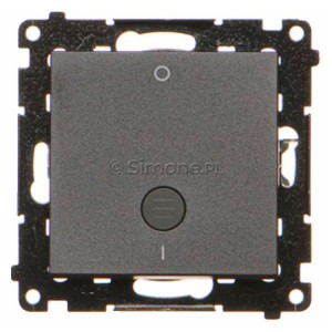 TW2L.01/149 Łącznik dwubiegunowy z podświetleniem typu LED w kolorze białym 10A Czarny Mat Simon 55 - Widok z przodu