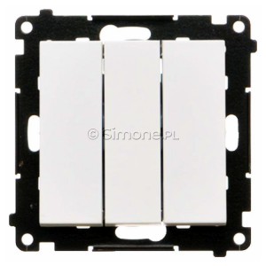 TW31.01/111 Łącznik potrójny 10A Biały Mat Simon 55 - Widok z przodu