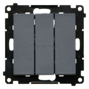 TW31.01/116 Łącznik potrójny 10A Grafitowy Mat Simon 55 - Widok z przodu