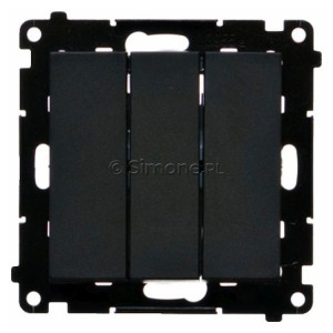 TW31.01/149 Łącznik potrójny 10A Czarny Mat Simon 55 - Widok z przodu