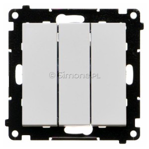 TW31L.01/114 Łącznik potrójny z podświetleniem typu LED w kolorze białym 10A Jasnoszary Mat Simon 55 - Widok z przodu