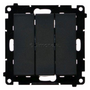 TW31L.01/149 Łącznik potrójny z podświetleniem typu LED w kolorze białym 10A Czarny Mat Simon 55 - Widok z przodu