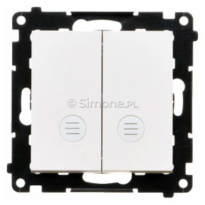 TW5L2.01/111 Łącznik podwójny z podświetleniem typu LED w kolorze białym 10A (osobne podświetlenie dla każdego klawisza) Biały Mat Simon 55 - Widok z przodu