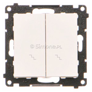 TW6/2.01/111 Łącznik schodowy podwójny 10A Biały Mat Simon 55 - Widok z przodu