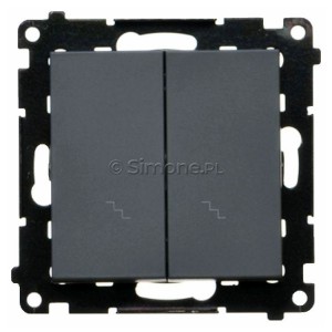 TW6/2.01/116 Łącznik schodowy podwójny 10A Grafitowy Mat Simon 55 - Widok z przodu