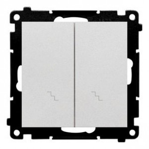 TW6/2.01/143 Łącznik schodowy podwójny 10A Aluminium Mat Simon 55 - Widok z przodu