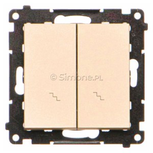 TW6/2.01/144 Łącznik schodowy podwójny 10A Szampański Mat Simon 55 - Widok z przodu