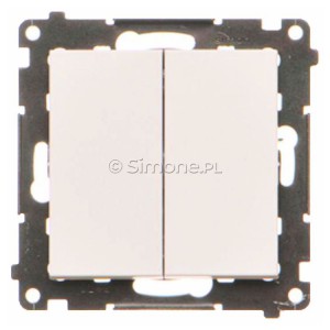 TW6/2.01/X/114 Łącznik schodowy podwójny bez piktogramu 10A Jasnoszary Mat Simon 55 - Widok z przodu