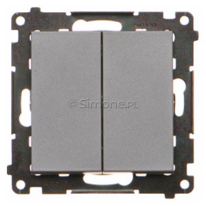 TW6/2.01/X/116 Łącznik schodowy podwójny bez piktogramu 10A Grafitowy Mat Simon 55 - Widok z przodu