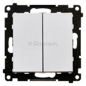 TW6/2.01/X/143 Łącznik schodowy podwójny bez piktogramu 10A Aluminium Mat Simon 55 - Widok z przodu