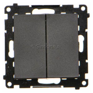 TW6/2.01/X/149 Łącznik schodowy podwójny bez piktogramu 10A Czarny Mat Simon 55 - Widok z przodu