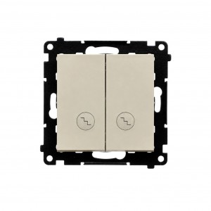 TW6/2L2.01/142 Łącznik schodowy podwójny z podświetleniem typu LED w kolorze białym 10A (osobne podświetlenie dla każdego klawisza) Kaszmirowy Simon 55 - Widok z przodu