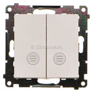 TW6/2L2.01/X/114 Łącznik schodowy podwójny bez piktogramu z podświetleniem typu LED w kolorze białym 10A (osobne podświetlenie dla każdego klawisza) Jasnoszary Mat Simon 55 - Widok z przodu