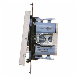 Łącznik schodowy podwójny bez piktogramu z podświetleniem typu LED w kolorze białym 10A (osobne podświetlenie dla każdego klawisza) Aluminium Mat Simon 55 - Widok z boku)