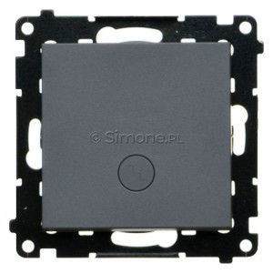 TW6L.01/116 Łącznik schodowy z podświetleniem typu LED w kolorze białym 10A Grafitowy Mat Simon 55 - Widok z przodu