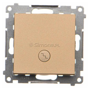 TW6L.01/144 Łącznik schodowy z podświetleniem typu LED w kolorze białym 10A Szampański Mat Simon 55 - Widok z przodu