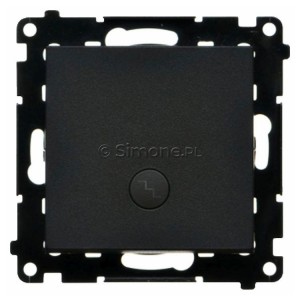 TW6L.01/149 Łącznik schodowy z podświetleniem typu LED w kolorze białym 10A Czarny Mat Simon 55 - Widok z przodu