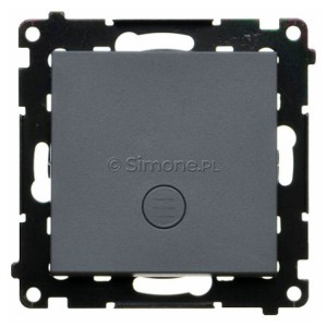 TW6L.01/X/116 Łącznik schodowy bez piktogramu z podświetleniem typu LED w kolorze białym 10A Grafitowy Mat Simon 55 - Widok z przodu