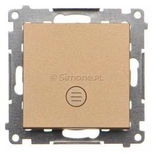 TW6L.01/X/144 Łącznik schodowy bez piktogramu z podświetleniem typu LED w kolorze białym 10A Szampański Mat Simon 55 - Widok z przodu