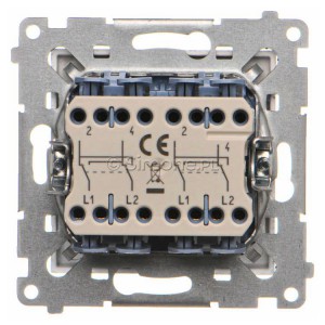 TW7/2.01/143 Łącznik krzyżowy podwójny 10A Aluminium Mat Simon 55 - Widok z tyłu)