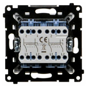 TW7/2.01/X/143 Łącznik krzyżowy podwójny bez piktogramów 10A Aluminium Mat Simon 55 - Widok z tyłu)