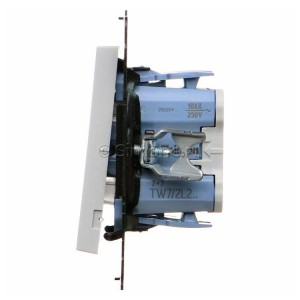 TW7/2L2.01/114 Łącznik krzyżowy podwójny z podświetleniem typu LED w kolorze białym 10A (osobne podświetlenie dla każdego klawisza) Jasnoszary Mat Simon 55 - Widok z boku)