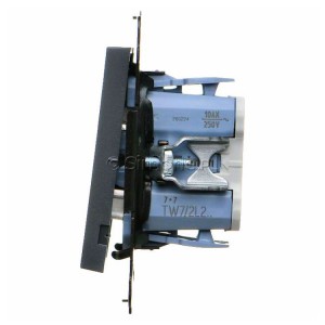 TW7/2L2.01/116 Łącznik krzyżowy podwójny z podświetleniem typu LED w kolorze białym 10A (osobne podświetlenie dla każdego klawisza) Grafitowy Mat Simon 55 - Widok z boku)