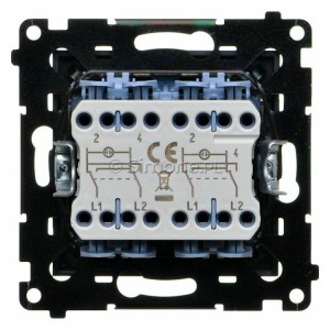TW7/2L2.01/116 Łącznik krzyżowy podwójny z podświetleniem typu LED w kolorze białym 10A (osobne podświetlenie dla każdego klawisza) Grafitowy Mat Simon 55 - Widok z tyłu)