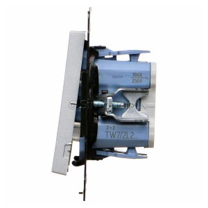 TW7/2L2.01/143 Łącznik krzyżowy podwójny z podświetleniem typu LED w kolorze białym 10A (osobne podświetlenie dla każdego klawisza) Aluminium Mat Simon 55 - Widok z boku)